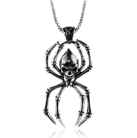Normal Is An Illusion Spider Skull Necklace - Picture 2 of 4